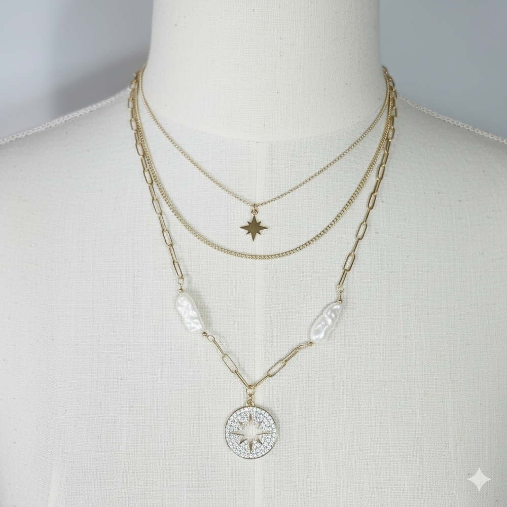 Panacea 15" NEW Necklace 14k Gold Freshwater Pearl Rhinestone Paperclip Chain